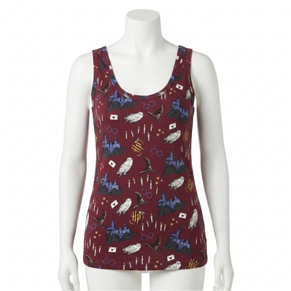 MeUndies Harry Potter Mischief Managed Tank Top Burgundy Hogwarts Size M
